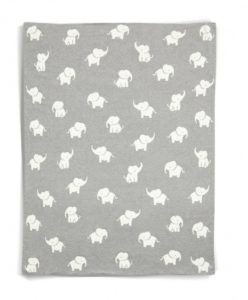 Mamas & Papas Welcome To The World Knitted Elephant Blanket - Grey