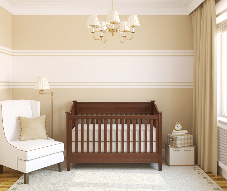 Interior of nursery. Frontal view. 3d render.