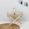 Little Green Sheep Natural Knitted Moses Basket with Mattress & Moses Basket Stand - Dove