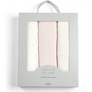 M&P Welcome To the World 3 Pack of Muslin Squares - Floral & Pink