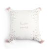 Welcome To the World 'Hello World' Cushion - Floral Pink & white