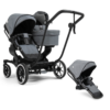 Emmaljunga NXT Double Pram System With Black Chassis - Lounge Grey
