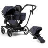 Emmaljunga NXT Double Pram System With Black Chassis - Lounge Navy