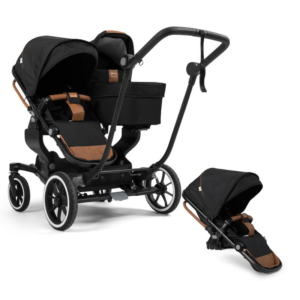 Emmaljunga NXT Double Pram System With Black Chassis - Outdoor Black