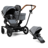 Emmaljunga NXT Double Pram System With Outdoor Chassis - Lounge Grey