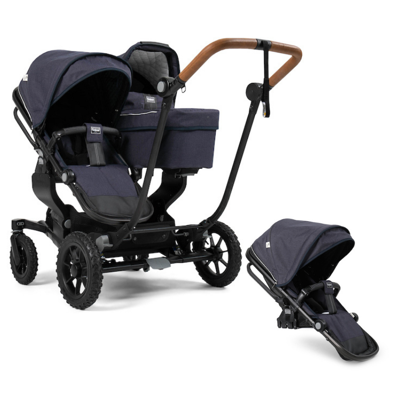Emmaljunga NXT Double Pram System With Outdoor Chassis - Lounge Navy