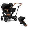 Emmaljunga NXT Double Pram System With Outdoor Chassis - Outdoor Black