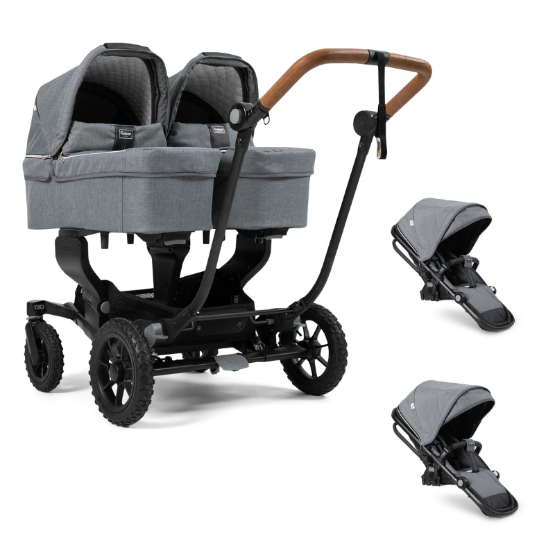 Emmaljunga NXT Twin Pram System With Outdoor Chassis - Lounge Grey