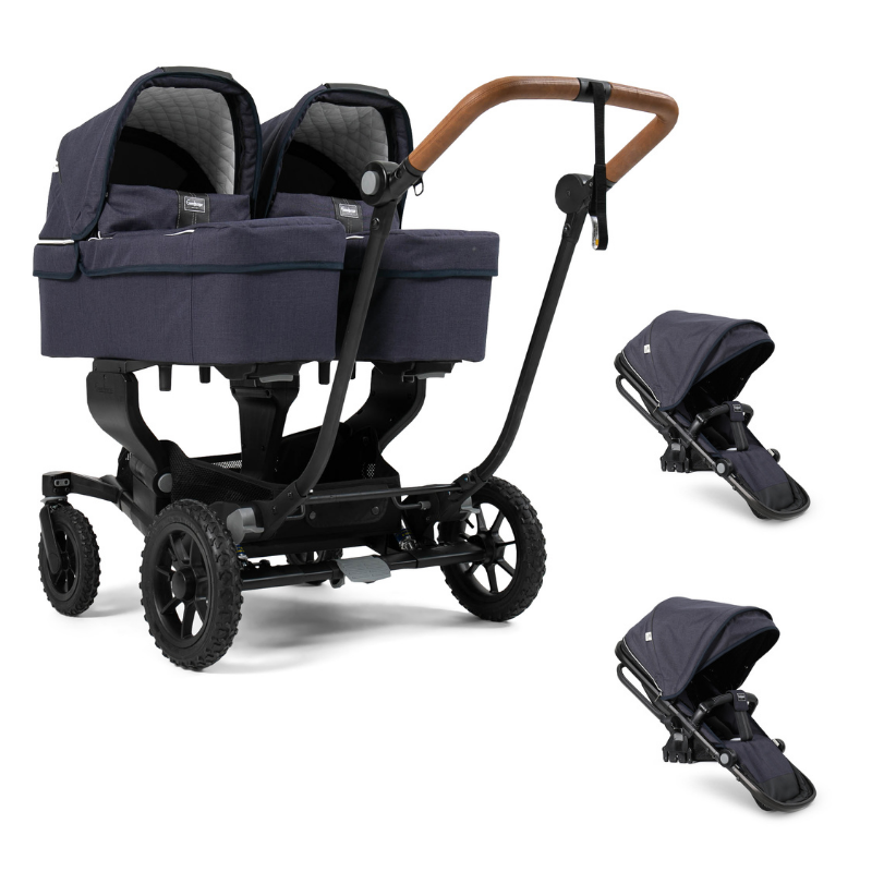 Emmaljunga NXT Twin Pram System With Outdoor Chassis - Lounge Navy