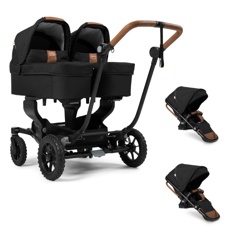 Emmaljunga NXT Twin Pram System With Outdoor Chassis - Outdoor Black